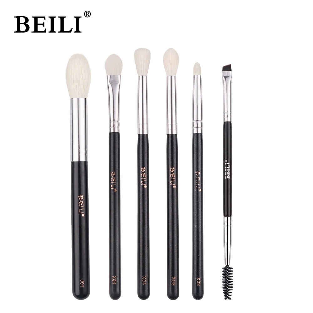 Beili profissional 6/8pcs clássico pincéis de maquiagem dos olhos naturais definir sombra sobrancelha mistura smokey black beleza maquiagem pincéis - Imagem 8