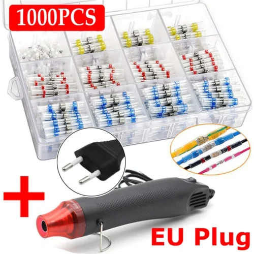 100-1000 pces conectores de fio de vedação de solda termo retrátil conectores de extremidade de solda kit automotivo marinho isolado com 300w pistola de ar quente