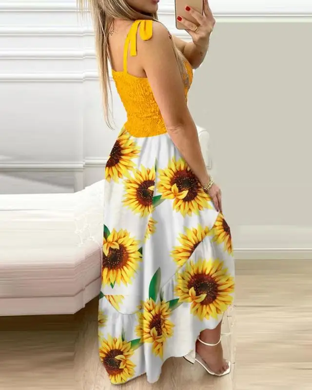 Verão sexy cinta de espaguete floral impressão maxi vestido para as mulheres 2024 casual elegante peito envoltório longo mulher praia vestido férias - Imagem 17