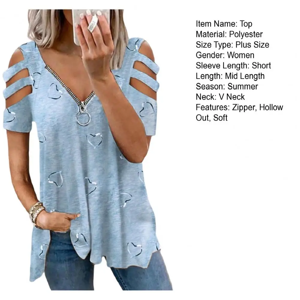 Mulheres verão topo com decote em v baixo corte oco para fora manga curta camiseta combinar calças soltas plus size blusa feminina roupas femininas - Imagem 23