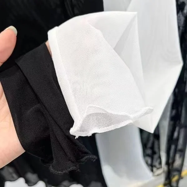 Gelo gaze inferior blusa feminina verão transparente protetor solar areia camiseta de mangas compridas perspectiva pele casaco de renda topo - Imagem 3