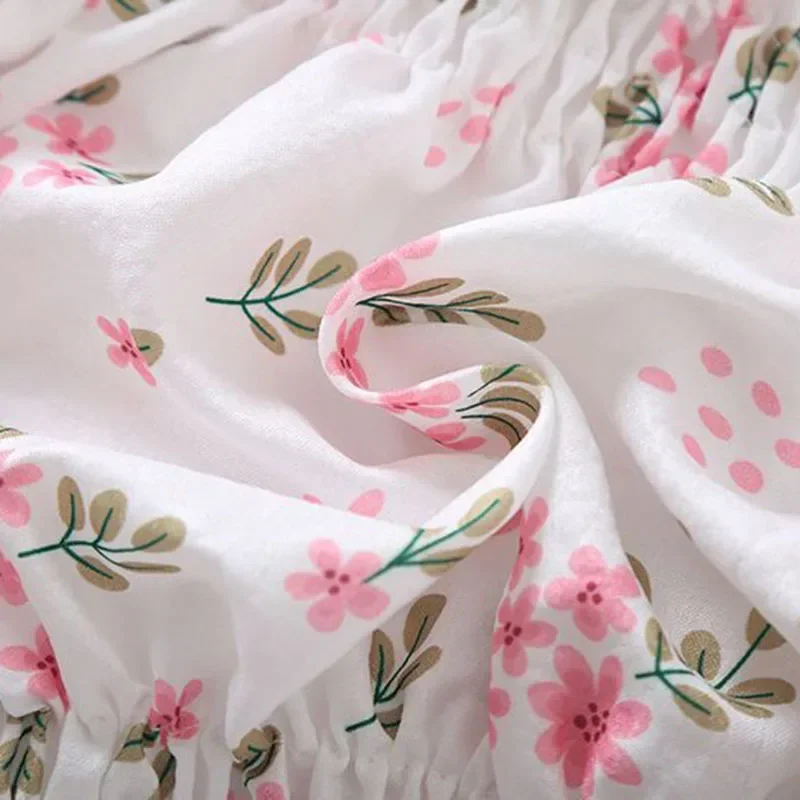 Doce flor quebrada Slash Neck Blusa para mulheres, Agaric Edge Plissado Design, cintura elástica fina Cropped Top, camiseta de chiffon bonito, verão - Imagem 6