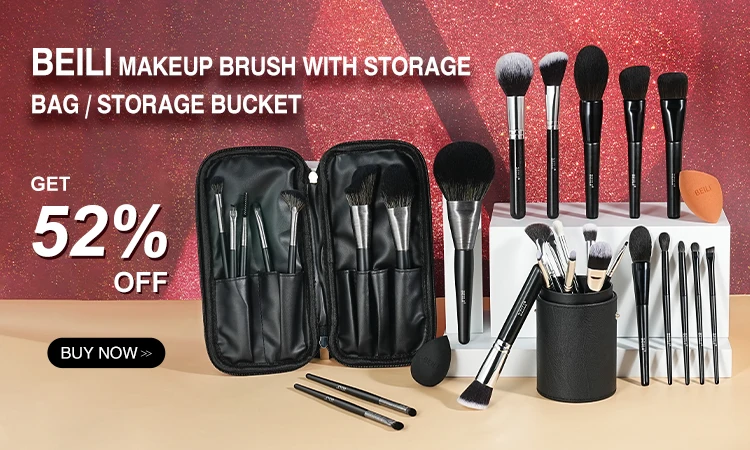 Beili profissional 6/8pcs clássico pincéis de maquiagem dos olhos naturais definir sombra sobrancelha mistura smokey black beleza maquiagem pincéis - Imagem 9