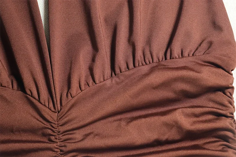 Laxsesu profundo decote em v halter vestido mulher verão babados splits sem costas elegante retalhos sólido festa coquette sexy vestidos - Imagem 14