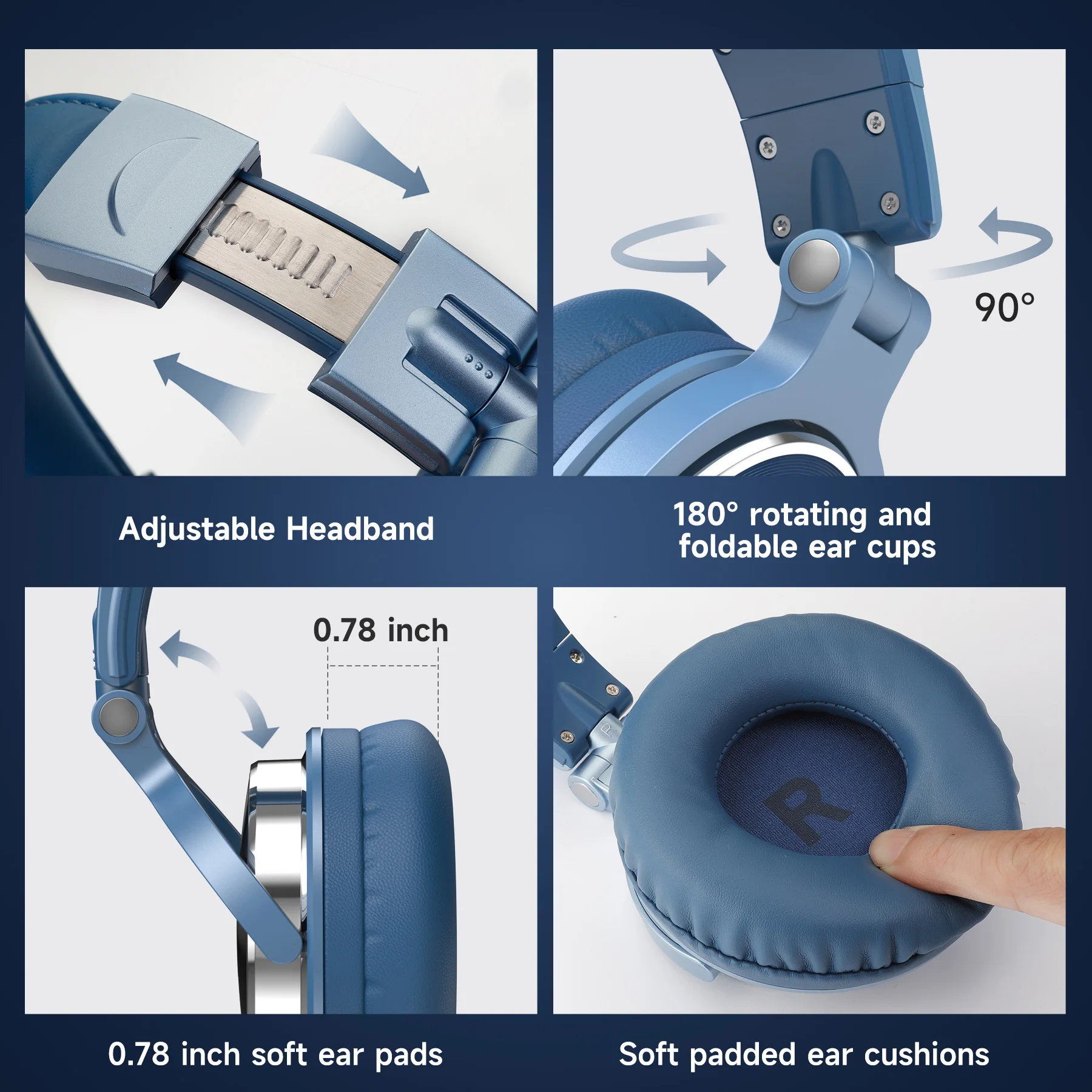 Oneodio pro 10 com fio dj fones de ouvido baixo estéreo gaming headset com microfone para telefone estúdio monitor fone para gravação - Imagem 3