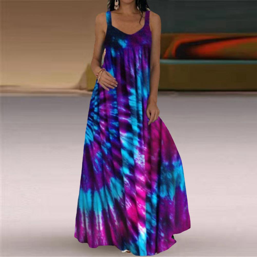 Plus size oversized vestido longo feminino tie-dye impressão 3d maxi vestido de verão cinta fora do ombro grande balanço vestidos de festa - Imagem 14