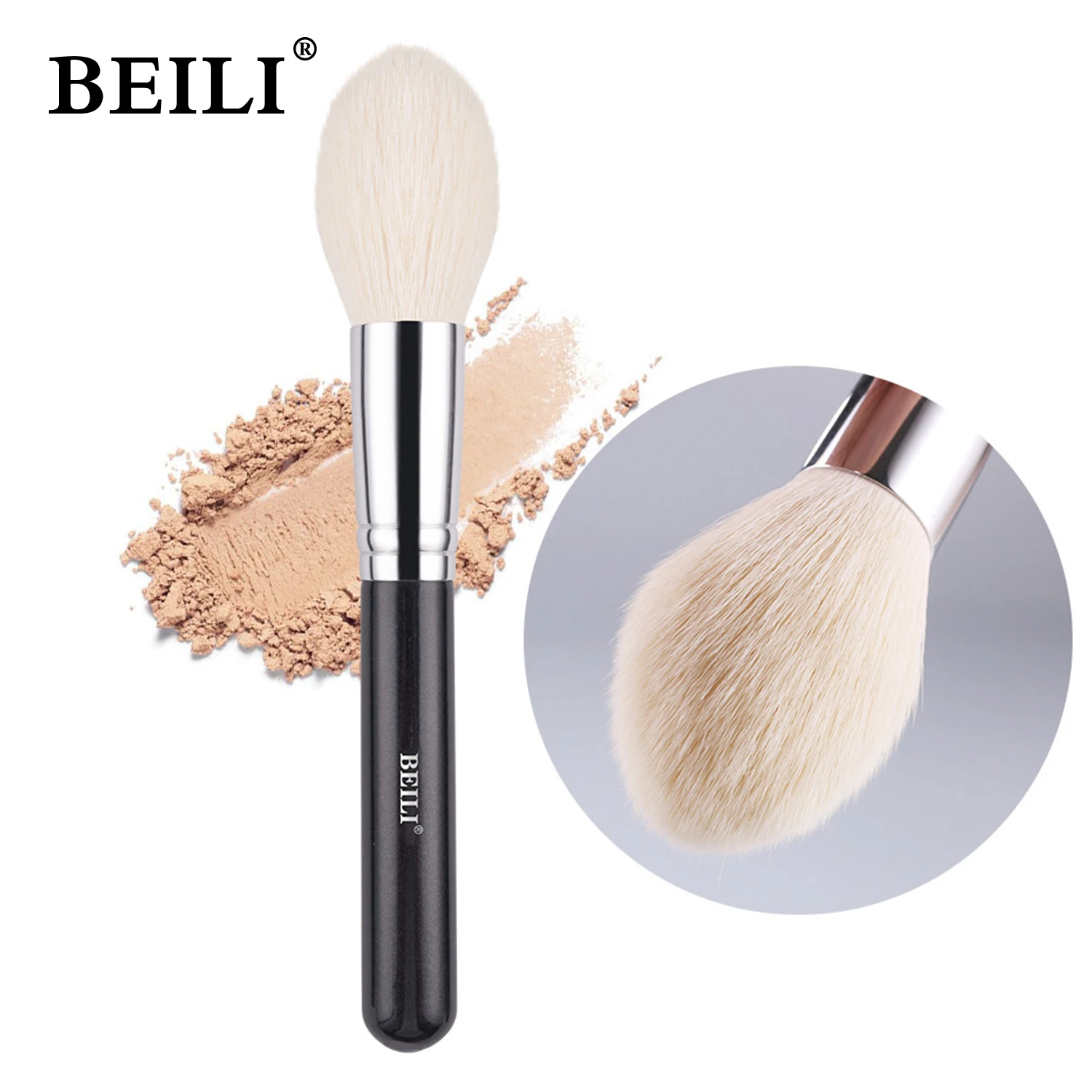 BEILI-Pincéis de maquiagem Big Powder preto, único pincel profissional de fibra de lã, muito macio, Fundação, Destaque, Beleza