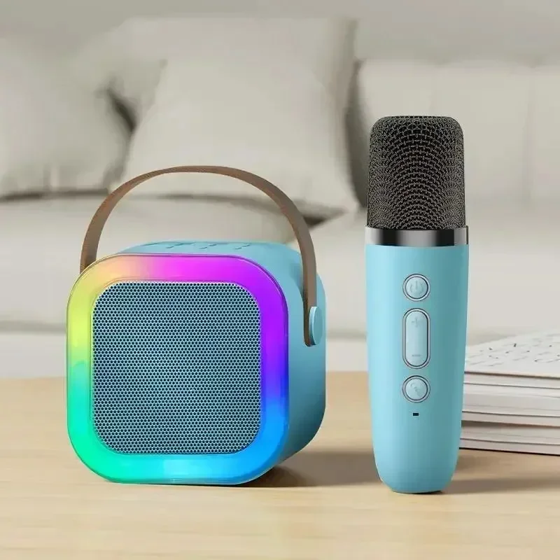 K12 máquina de karaokê portátil bluetooth 5.3 sistema de alto-falante pa com 1-2 microfones sem fio casa família cantando presentes das crianças - Imagem 9