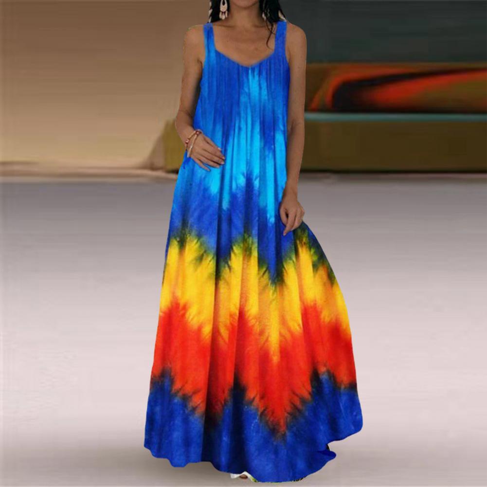 Plus size oversized vestido longo feminino tie-dye impressão 3d maxi vestido de verão cinta fora do ombro grande balanço vestidos de festa - Imagem 13