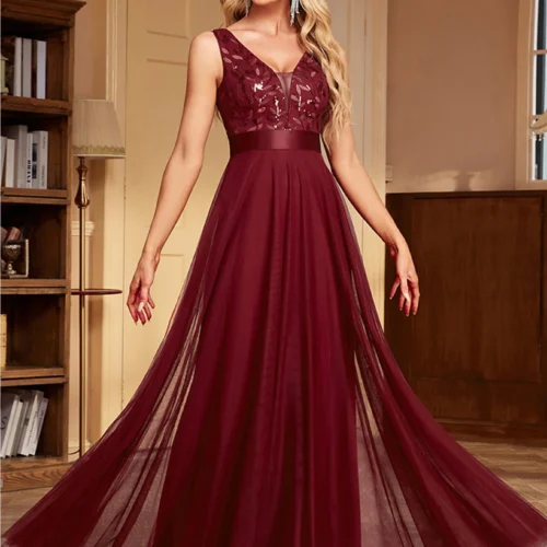 Vestido de festa para as mulheres elegante, sem costas maxi lantejoulas vestido de verão