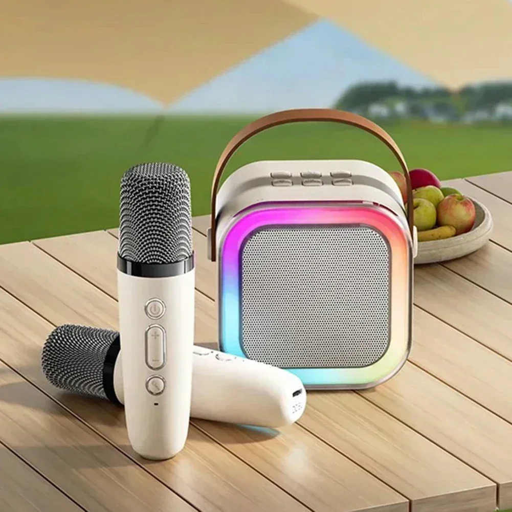 K12 máquina de karaokê portátil bluetooth 5.3 sistema de alto-falante pa com 1-2 microfones sem fio casa família cantando presentes das crianças - Imagem 15