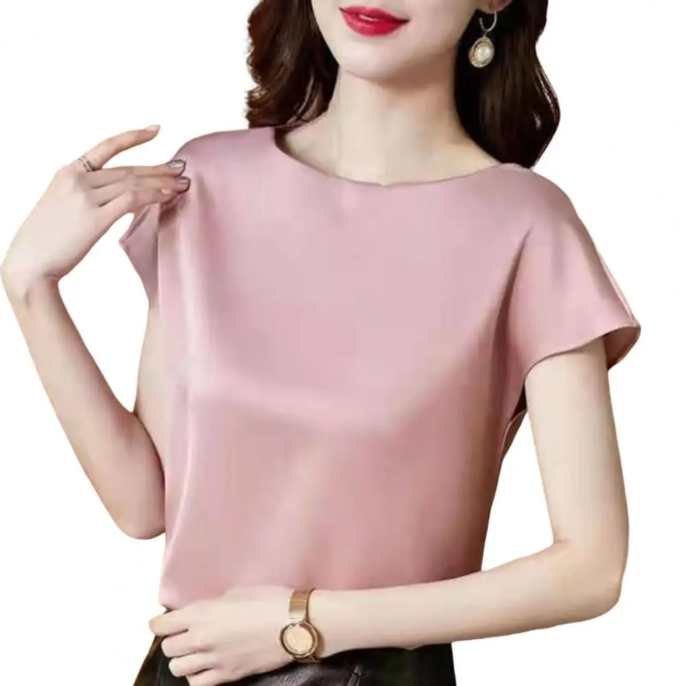 O pescoço senhora camiseta blusa primavera feminina casual cor sólida manga curta blusas camisas soltas pulôver túnica blusas roupas femininas - Imagem 11