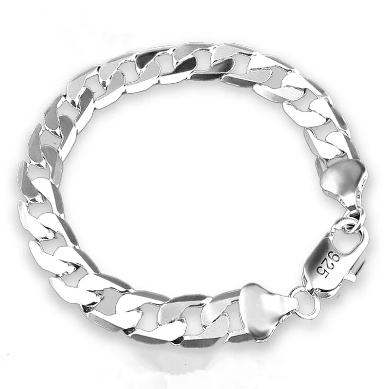 Pulseira de prata esterlina 925, pulseira lateral de prata 6mm8mm10mm, pulseira masculina e feminina, joias - Imagem 7