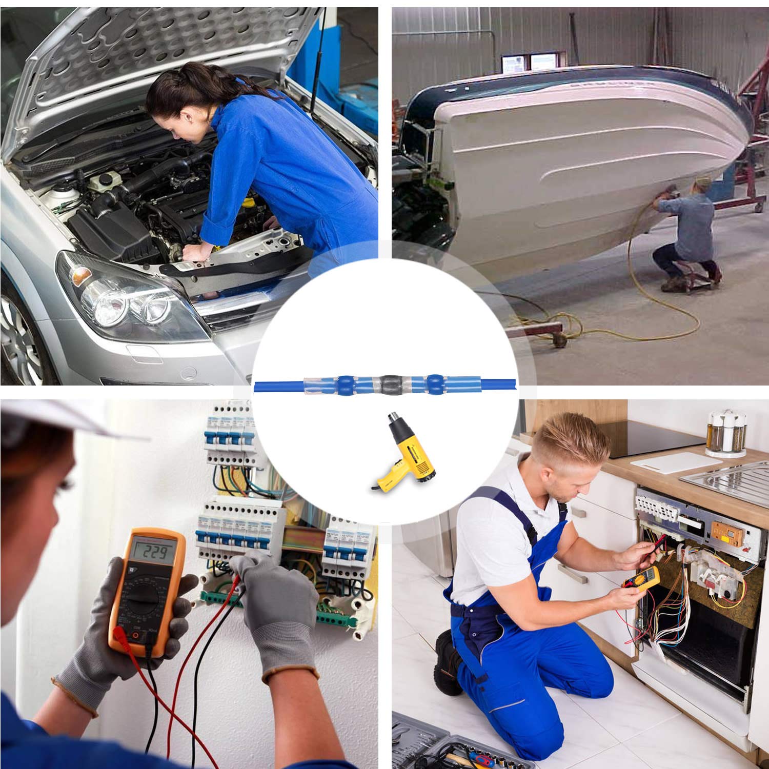 100-1000 pces conectores de fio de vedação de solda termo retrátil conectores de extremidade de solda kit automotivo marinho isolado com 300w pistola de ar quente - Imagem 20