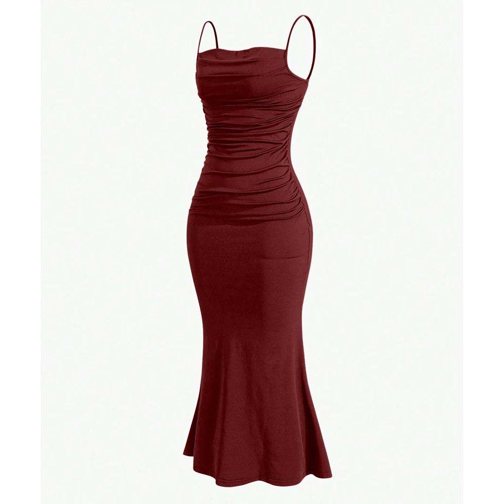 Mia Muse Vestidos femininos para todas as estações, elegantes, justos, alça espaguete, bainha sereia, maxi vestidos de festa da moda - Imagem 16