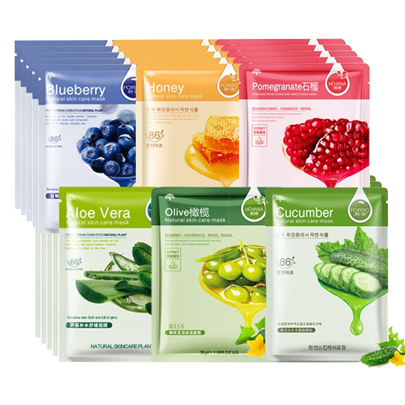 Máscara Facial Natural Planta, Controle de Óleo Hidratante, Anti-Envelhecimento, Fruit Aloe, Folha Coreano, Máscara Facial, Beleza, Produtos De Cuidados Com A Pele, 10Pcs - Imagem 12
