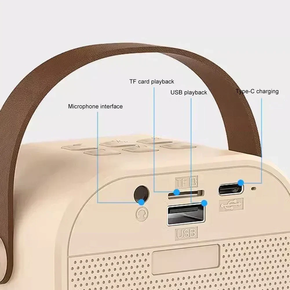 K12 máquina de karaokê portátil bluetooth 5.3 sistema de alto-falante pa com 1-2 microfones sem fio casa família cantando presentes das crianças - Imagem 24