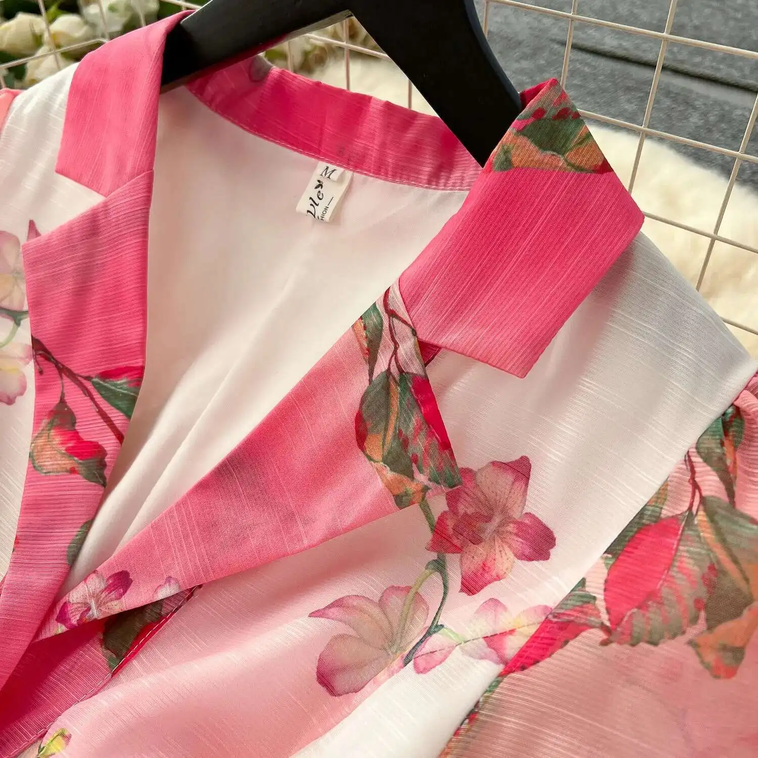 Palácio floral maxi vestido feminino verão férias vestidos longos camisa 2025 primavera manga cheia único breasted pérolas festa vestidos - Imagem 26