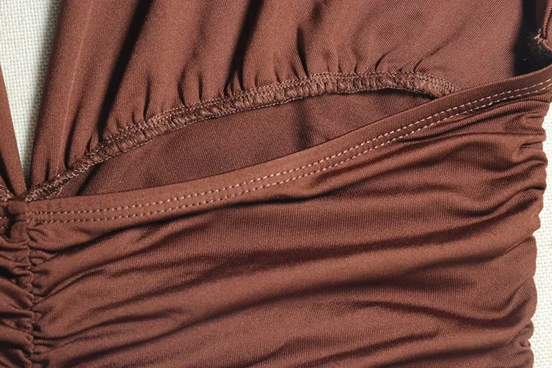 Laxsesu profundo decote em v halter vestido mulher verão babados splits sem costas elegante retalhos sólido festa coquette sexy vestidos - Imagem 18