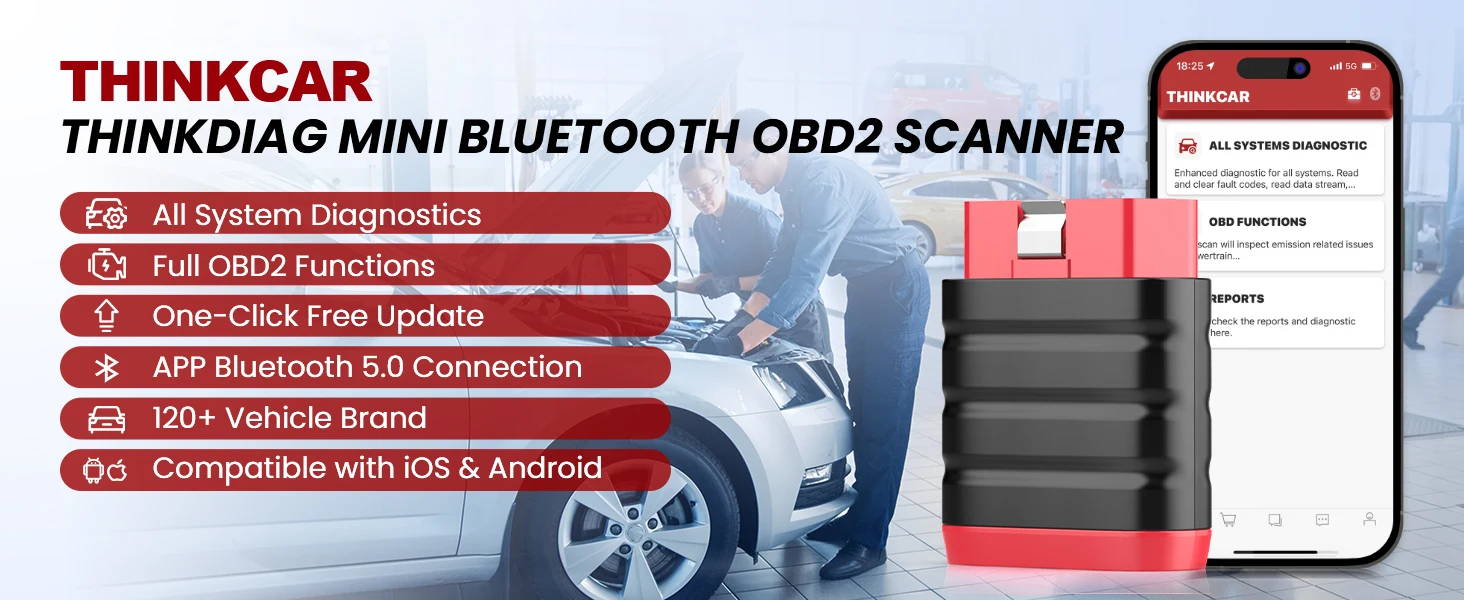 THINKCAR THINKDIAG MINI Auto OBD2 Bluetooth Scanner Sistema Completo Diagnóstico Todos os Carros Vitalício Gratuito Ferramenta de Diagnóstico Automotivo - Imagem 11