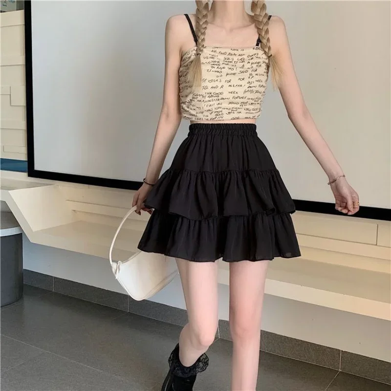 Mini saia de babados brancos para mulheres, cintura elástica, linha A, solta, estilo preppy, fofa, curta, plissada, moda coreana, kawaii - Imagem 16