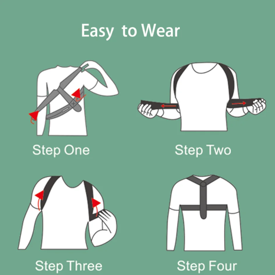 Corretor ajustável da postura do ombro traseiro, clavícula, suporte da espinha, remodelar seu corpo, casa, escritório, esporte, parte superior das costas, cinta de pescoço - Imagem 25