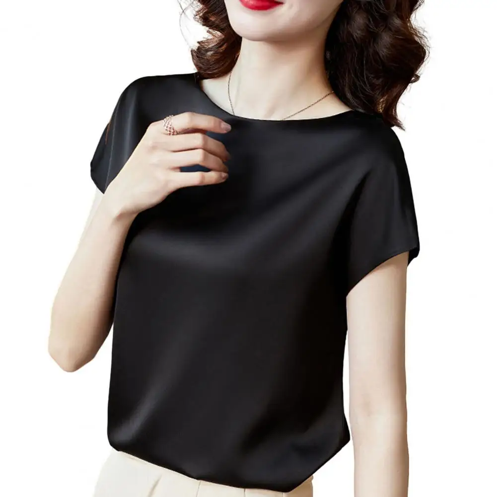 O pescoço senhora camiseta blusa primavera feminina casual cor sólida manga curta blusas camisas soltas pulôver túnica blusas roupas femininas - Imagem 12