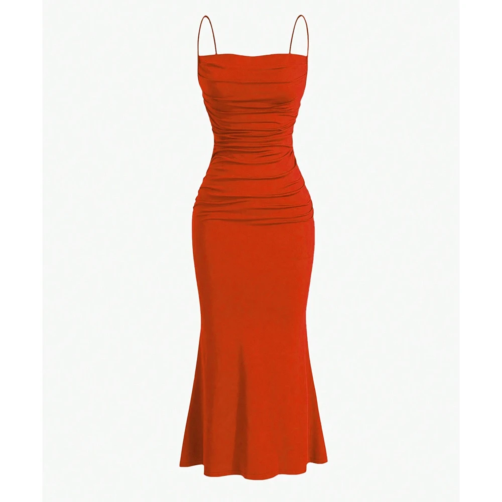 Mia Muse Vestidos femininos para todas as estações, elegantes, justos, alça espaguete, bainha sereia, maxi vestidos de festa da moda - Imagem 12