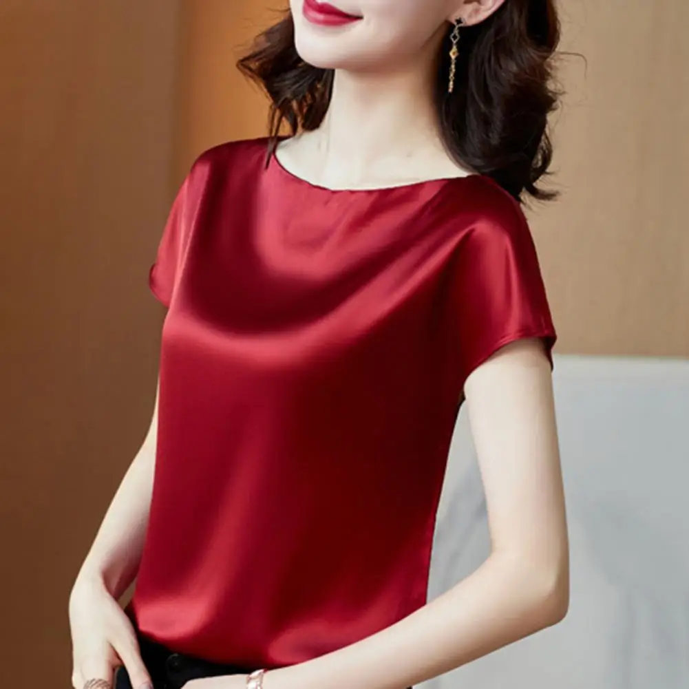 O pescoço senhora camiseta blusa primavera feminina casual cor sólida manga curta blusas camisas soltas pulôver túnica blusas roupas femininas - Imagem 16