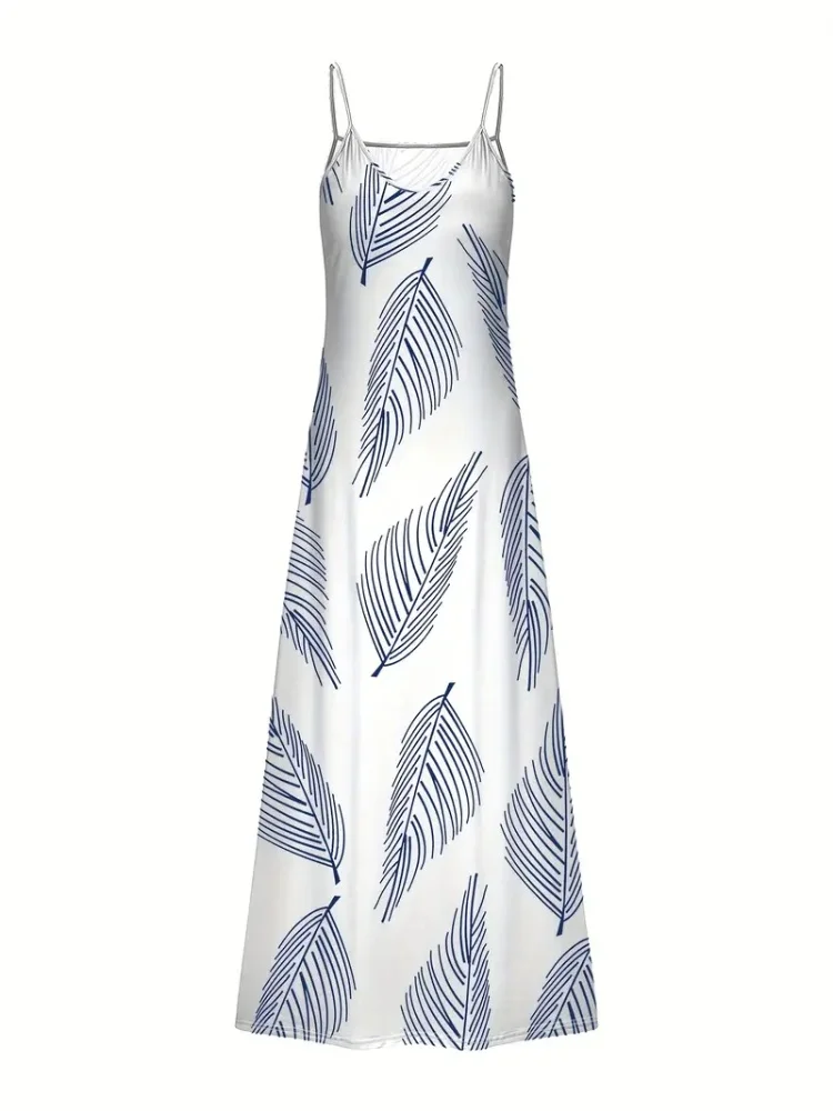 2024 novo vestido de estampa vintage de coruja 3D, sem mangas, longo, feminino, padrão tribal, pulseira de espaguete, verão, vestido longo e solto - Imagem 4