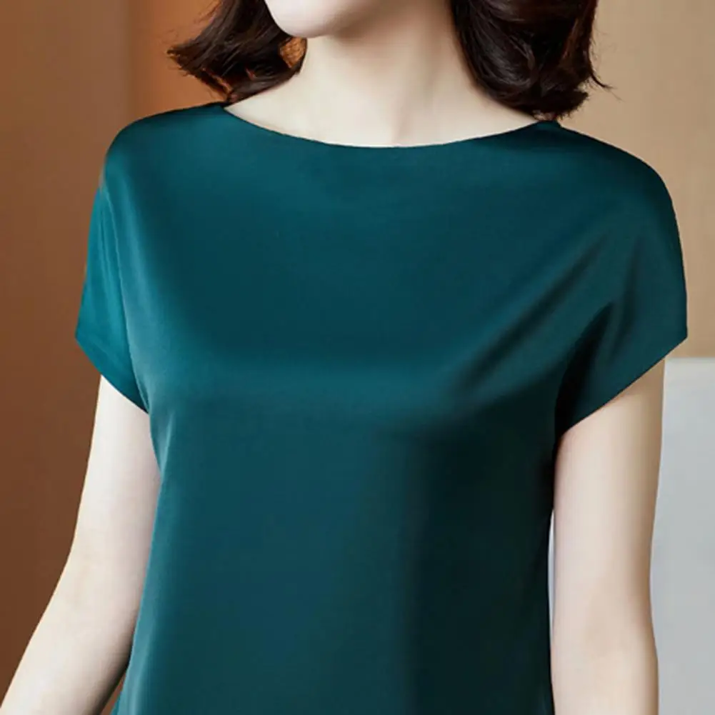 O pescoço senhora camiseta blusa primavera feminina casual cor sólida manga curta blusas camisas soltas pulôver túnica blusas roupas femininas - Imagem 24