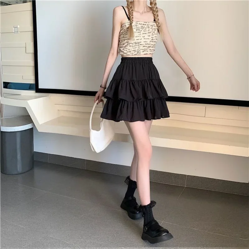 Mini saia de babados brancos para mulheres, cintura elástica, linha A, solta, estilo preppy, fofa, curta, plissada, moda coreana, kawaii - Imagem 18