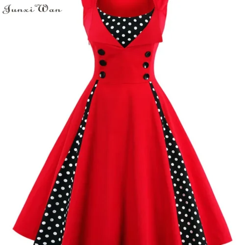 Vestido retrô vintage rockabilly feminino, balanço de ponto, pin up, vestidos de festa, túnica elegante, casual, vintage, S-5XL, 50s, 60s