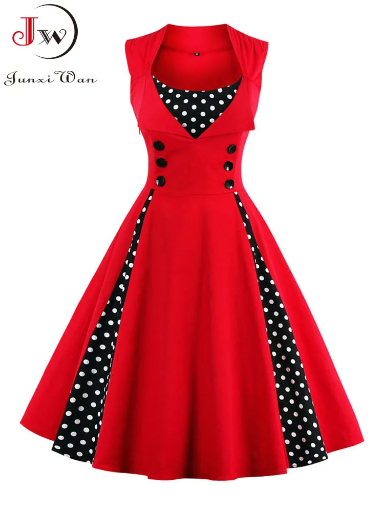 Vestido retrô vintage rockabilly feminino, balanço de ponto, pin up, vestidos de festa, túnica elegante, casual, vintage, S-5XL, 50s, 60s