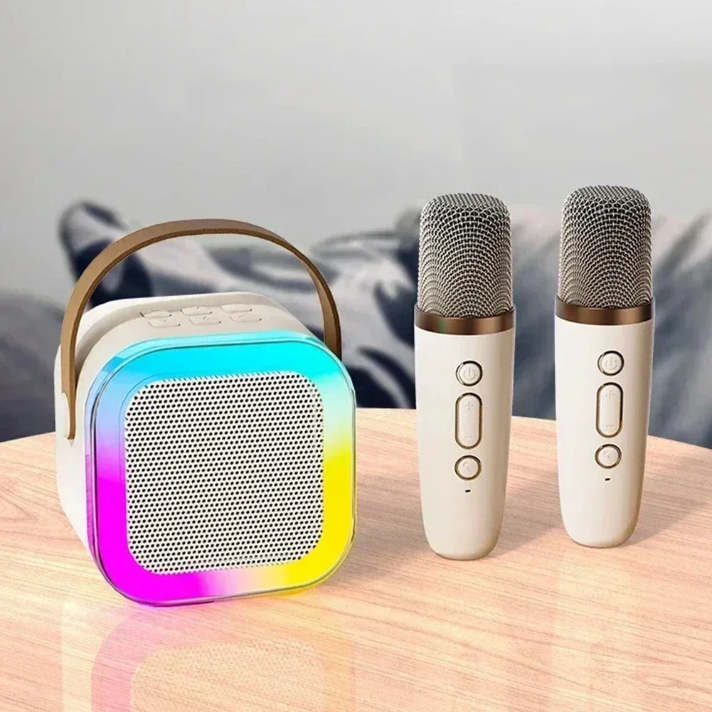 K12 máquina de karaokê portátil bluetooth 5.3 sistema de alto-falante pa com 1-2 microfones sem fio casa família cantando presentes das crianças - Imagem 14