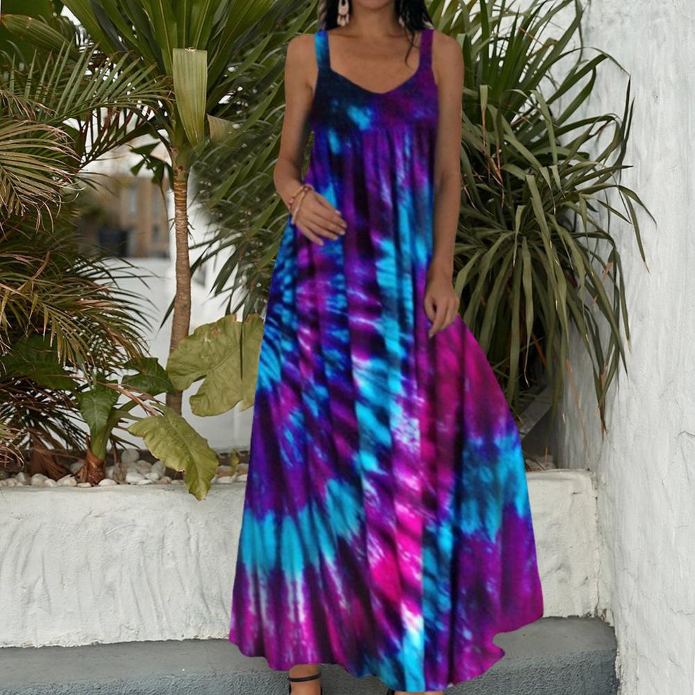 Plus size oversized vestido longo feminino tie-dye impressão 3d maxi vestido de verão cinta fora do ombro grande balanço vestidos de festa - Imagem 15