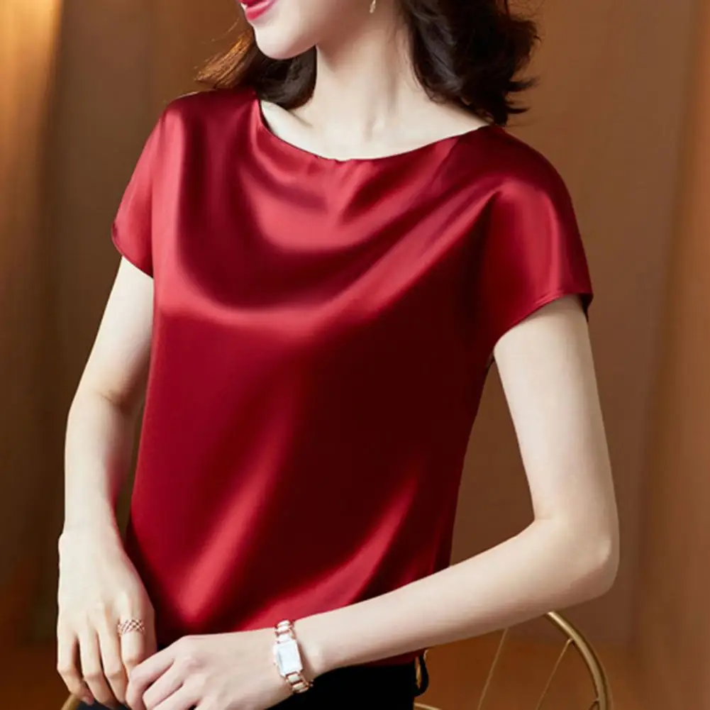 O pescoço senhora camiseta blusa primavera feminina casual cor sólida manga curta blusas camisas soltas pulôver túnica blusas roupas femininas - Imagem 17