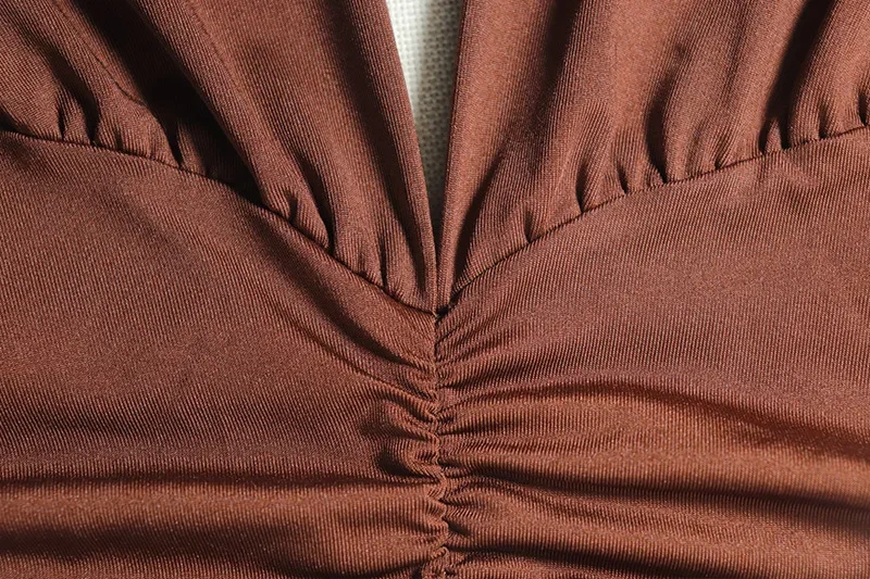 Laxsesu profundo decote em v halter vestido mulher verão babados splits sem costas elegante retalhos sólido festa coquette sexy vestidos - Imagem 17